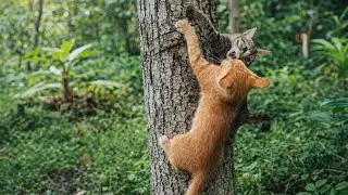 Two kittens living their best countryside life&mdash;climbing trees and exploring the outdoors and nature.
