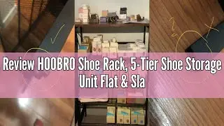 Review HOOBRO Shoe Rack, 5-Tier Shoe Storage Unit Flat & Slant Adjustable Shoe Organizer Shelf for 1