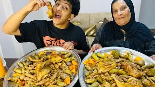 اقوي تحدي 🔥 علي 2 صينيه جامبو مشكله محاشي بين ماما كريمه وفادي والنتيجه غير متوقعه 💪 💪