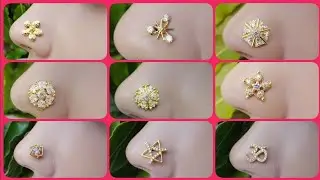 Beautiful gold nose pin design//new gold nose stud design//nose ring designs daily wear