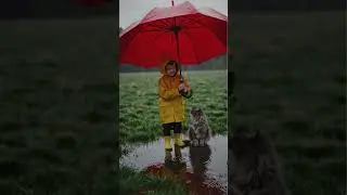 Baby cat rain🌧️👦🐱 #shorts