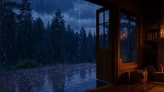 🌧️ Heavy Rain Sounds for Deep Sleep | Cozy Cabin Night