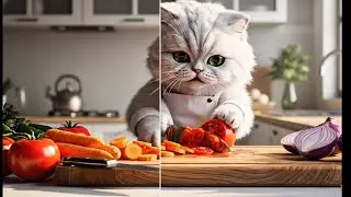 Cat cooking first long 1 mint video #Catcooking #fyp #foryou #shortviral #cuteanimal  