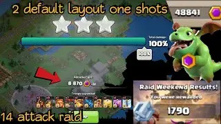 DEFAULT WizardValley & BalloonLagoon ONE SHOT in a raid🔥14 ATTACKS for ONE raid⭐(4K)(Clash of Clans)