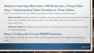 Solving the 1000 Row Limit Issue When Inserting Records into SQL Temp Tables
