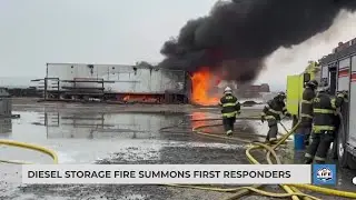 Diesel storage fire summons first responders