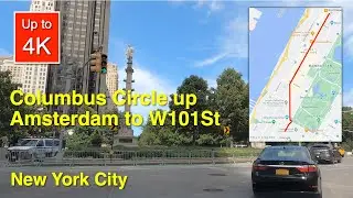 Driving Columbus Circle to West 101th Street in NYC (No Sound)