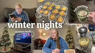 cozy winter night routine ☕️ baking muffins, watching Christmas movies & more *vlogmas day 4*