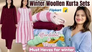 Winter wear woollen kurta set haul l winter wear kurta set review l Flipkart winter haul #winter 