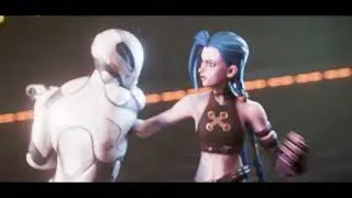 3D Animated Fight Scene | Jinx (League of Legends) vs Humanoid Robot Blender Cinematic