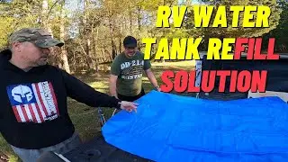 how to use fold-a-tank, dry camping water supply, fresh water refill, no water rv, fall camping rv
