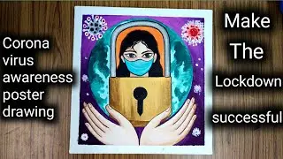 Save Earth from CORONA Virus. poster drawing.// Make the lockdown successful.// Genelia Art.