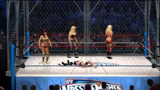 WWE 12 Gameplay: Divas 4-way Steel Cage match - Eve, Natalya, Maryse & Michelle McCool (Xbox 360)