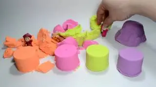 DIY Funny Figures from kinetic sand learn colors!