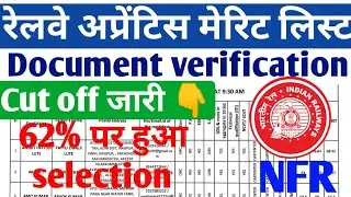 Railway Apprentice Document Verification Merit list 2022, NFR Apprentice DV Merit list, Cut Off 2022