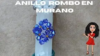 💍🌼 Anillo en Murano y mostacilla en forma de rombo