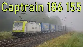 *Tyfoon* Captrain 186 155 met LKW-Walter intermodaal door Retzbach-Zellingen! [4K]