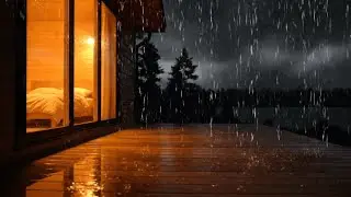 Heavy Night Rain outside the Warm Bedroom 🌧️ | Dark Sleep Ambience