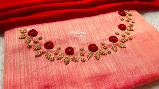 Beautiful flower and bead work embroidery for neck|hand embroidery neck design | Molecule Creations