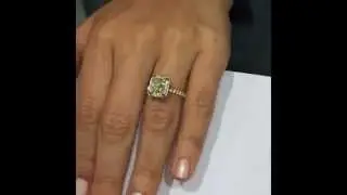 1.50 ct Princess cut Yellow Diamond Halo Engagement Ring