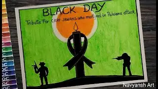 Black day for India poster easy drawing l Pulwama attack drawing for beginners