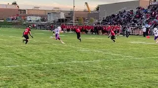 Milton's Jack Campion scores on an interception return vs. Stoughton