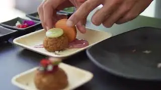 Dessert Plating on Palm Leaf Plates