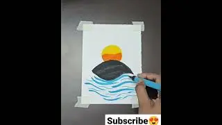 sunset drawing with brush pen /Easy brush pen art #shorts #ytshorts #yttrending #viral #viralvideos