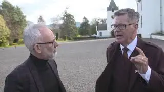 Bob Worrall speaks with Fergus Muirhead at the Glenfiddich Piping Championship 2017