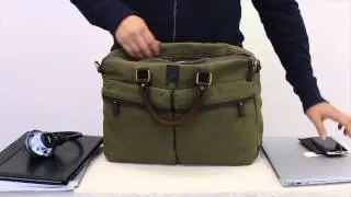 Navali Gunner Waxed Briefcase in Olive