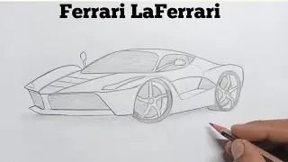 Как нарисовать Ferrari LaFerrari🔥 | Пошаговое руководство по рисованию автомобиля Ferrari | Реали...