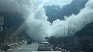 Dashcam Video Captures Avalanche Coming Down On Mountain Roads