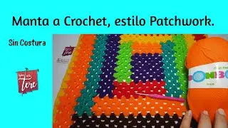 Manta Tejida a Crochet, estilo Patchwork.