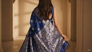 A deep, regal royal blue Banarasi saree woven to express quiet confidence and timeless elegance