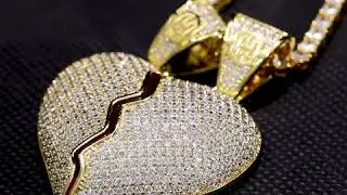 2pc Broken Heart Pendant in Gold