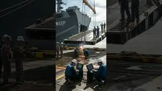 Massive ship upgrade underway! #shorts #shipyard #usswasp #militarytech #trendingnow #mustwatch