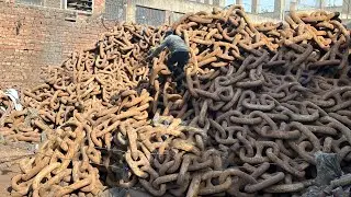 Recycling Process of Old Ship Chains Scrap and Forging to Make Tractor Parts | Waste Recycling