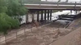 Rillito River gushes with rainfall