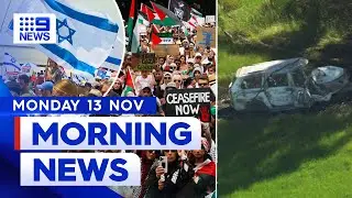 Jewish-Palestine tensions grow; Fatal Victoria crash investigation | 9 News Australia
