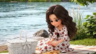 CRUNCHY MUKBANG-ANIMATION Cozy Picnic by the Lake ASMR | Corn, Fish & Orange Juice🌊🐟🧃🌽