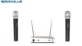 Rockville RWM1202VH VHF Wireless Dual HandHeld Microphone System Metal Receiver