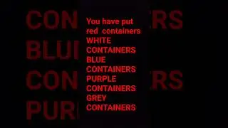 Red containers  blue containers  pink containers  orange  containers  black containers
