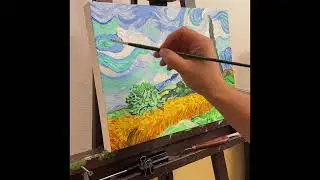 Recreation of “Wheat Field with Cypresses” by Van Gogh.