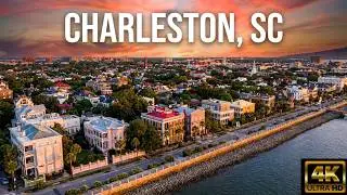 Charleston town South Carolina aerial drone view || Historic city aerial view