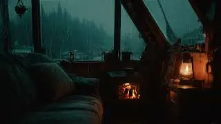 Night Rain in Cozy Cabin 🌧 Relaxing Rain Sounds with Fireplace Warmth for Sleeping