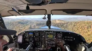 Mountain Flying - Sloped Runway Landing and Takeoff at Jackson County, NC (24A) - Fall Colors! - 4K