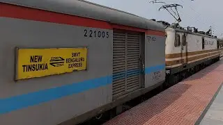 #22501 (SMVB-NTSK) SF Express is arriving at Katpadi Jn with #announcement @southernrailwayoffical