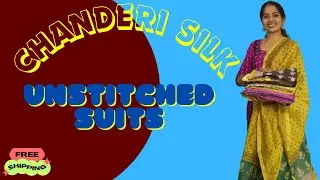 HAND BLOCK CHANDERI SILK UNSTITCHED SUITS