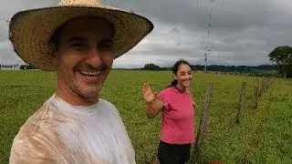 INSTALEI A BOMBA PARA LAVAR OS CHIQUEIROS E COLOCAMOS NOVOS MARCOS NA DIVISA DA MINHA CHÁCARA