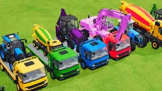 TRANSPORTING EXCAVATOR MIXER TRUCK TRACTORs Backhoe loaders Beamng.Drive Game FARMING SIMULATOR 22